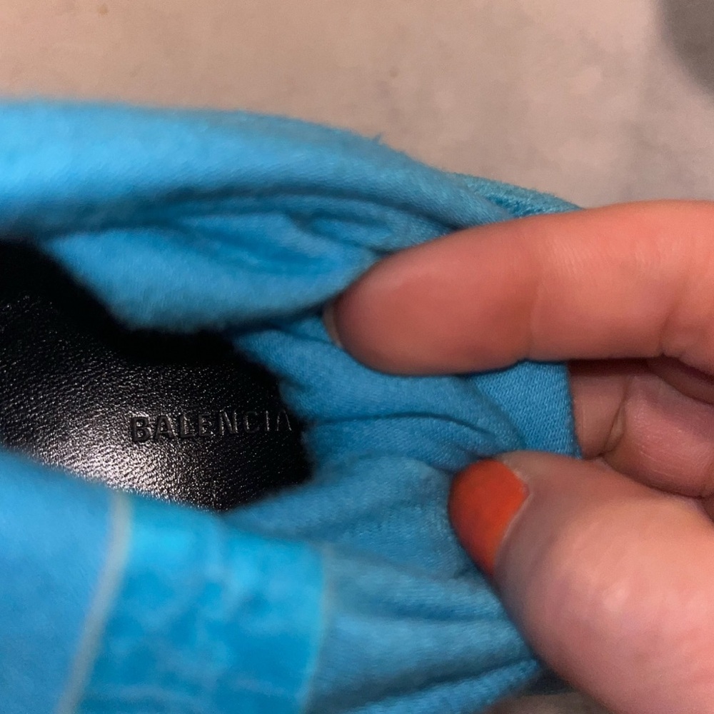 BALENCIAGA Knife Sock Boots Aqua Blue Velvet EU 38.5 US 8 Pointed Heels NWOB ⚪️ - Picture 12 of 12